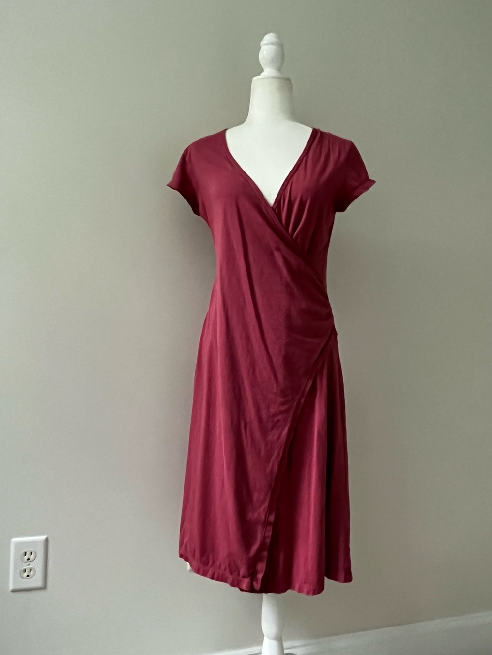 Prairie Underground Red Close Jersey Knit Faux Wrap Dress